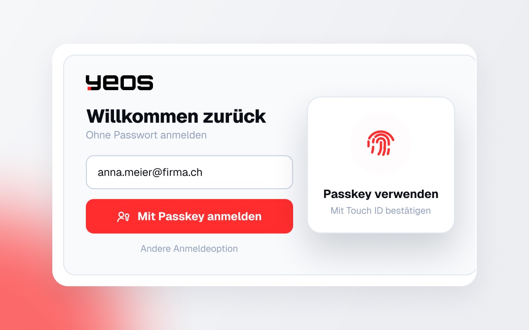 Signing in to yeos with a passkey and Touch ID